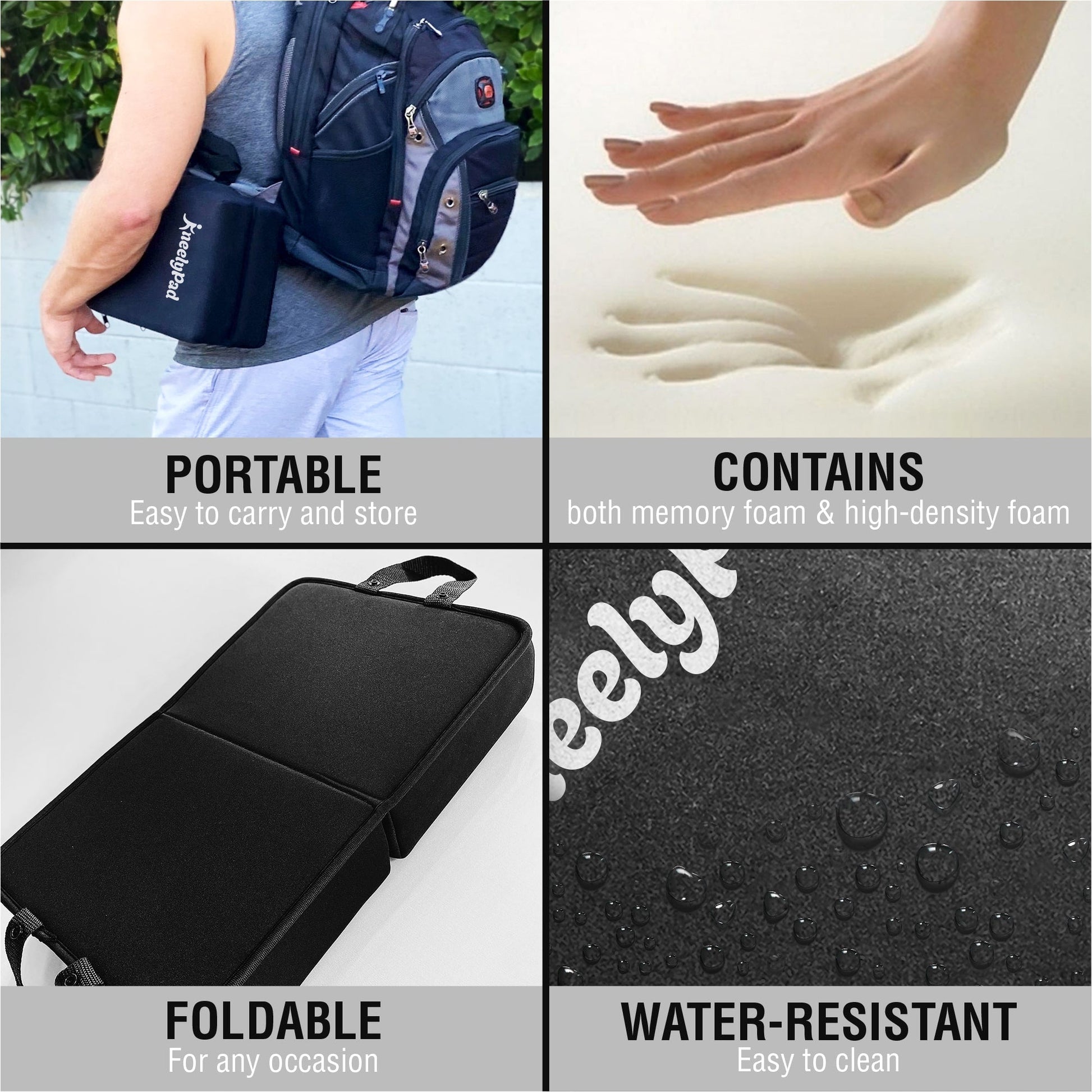 Foldable memory foam kneeling pad, 2-pack value bundle