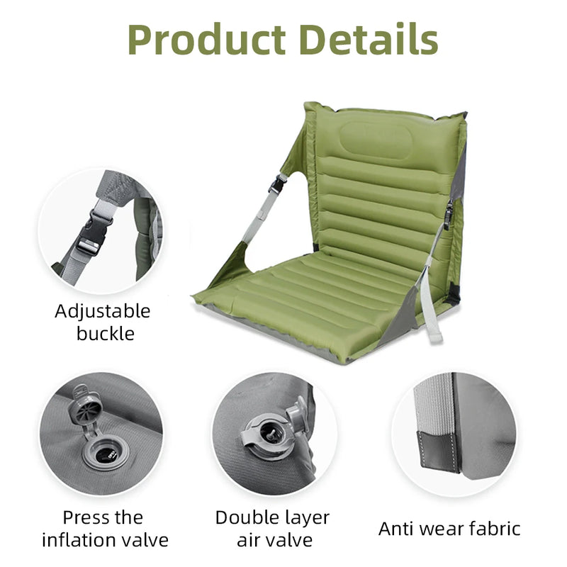 New Portable Angle Adjustable Camping Chair Pad Folding Cushion Ultralight Backrest Seat Inflatable Mattress Outdoor Hiking